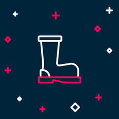 Line Fire boots icon isolated on blue background. Colorful outline concept. Vector