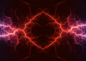 Red and blue lightning, abstract plasma background