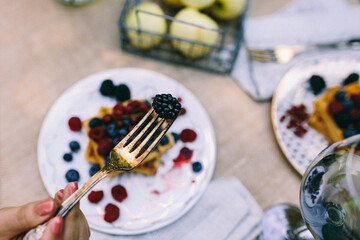 Healthy lunch in the garden