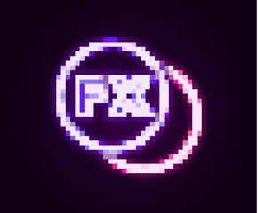 Glowing neon line Photo camera fx icon isolated on black background. Foto camera. Digital photography. Colorful outline concept. Vector