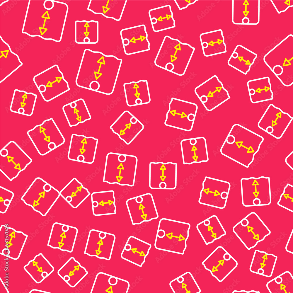 Poster line depth measurement icon isolated seamless pattern on red background. water depth. vector