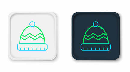 Line Winter hat icon isolated on white background. Colorful outline concept. Vector