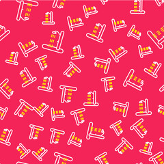 Line Beach shower icon isolated seamless pattern on red background. Vector