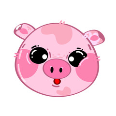 Cute funny kawaii little pig. Vector flat cartoon kawaii character illustration icon. Cartoon cute pig character icon concept
