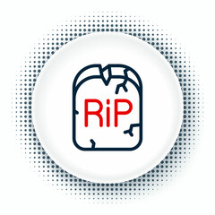 Line Tombstone with RIP written on it icon isolated on white background. Grave icon. Happy Halloween party. Colorful outline concept. Vector