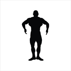 bodybuilder vector silhouette. Posing muscular man isolated on white background	