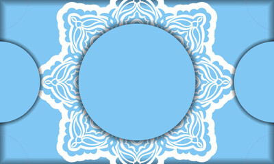 Blue color banner template with vintage white pattern for design under your logo or text