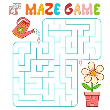Maze puzzle game for children. Maze or labyrinth game with flower.