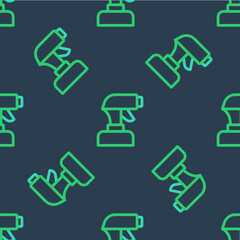 Line Paint spray gun icon isolated seamless pattern on blue background. Vector