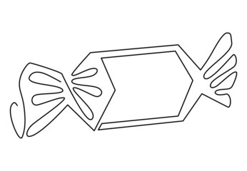 Candy in a wrapper. Continuous line drawing. Vector illustration
