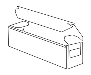 Tea bag box. Mockup. Continuous line drawing. Vector illustration