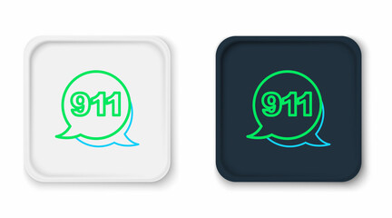 Line Telephone with emergency call 911 icon isolated on white background. Police, ambulance, fire department, call, phone. Colorful outline concept. Vector