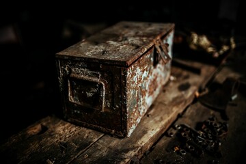 Old boxes in a workshop
