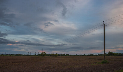 Endless  Field on a Background Sunset