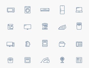home appliances line icon set. electrical household equipment