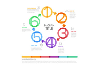 Minimalistic Thick Line Six Steps in Circle Elements Template