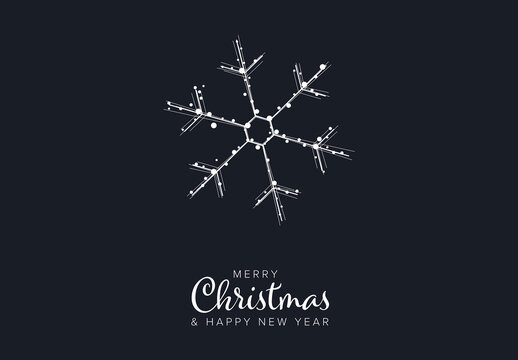 Dark Merry Christmas Card with Snowflake Symbol