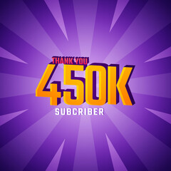 Thank You 450 K Subscribers Celebration Background Design. 450000 Subscribers Congratulation Post Social Media Template.