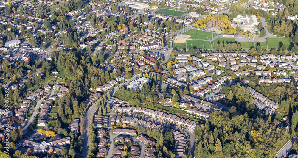 Canvas Prints residential homes in maple ridge city in greater vancouver, british columbia, canada. aerial view fr