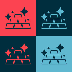 Pop art Gold bars icon isolated on color background. Banking business concept. Vector