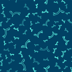 Green line Armchair icon isolated seamless pattern on blue background. Vector