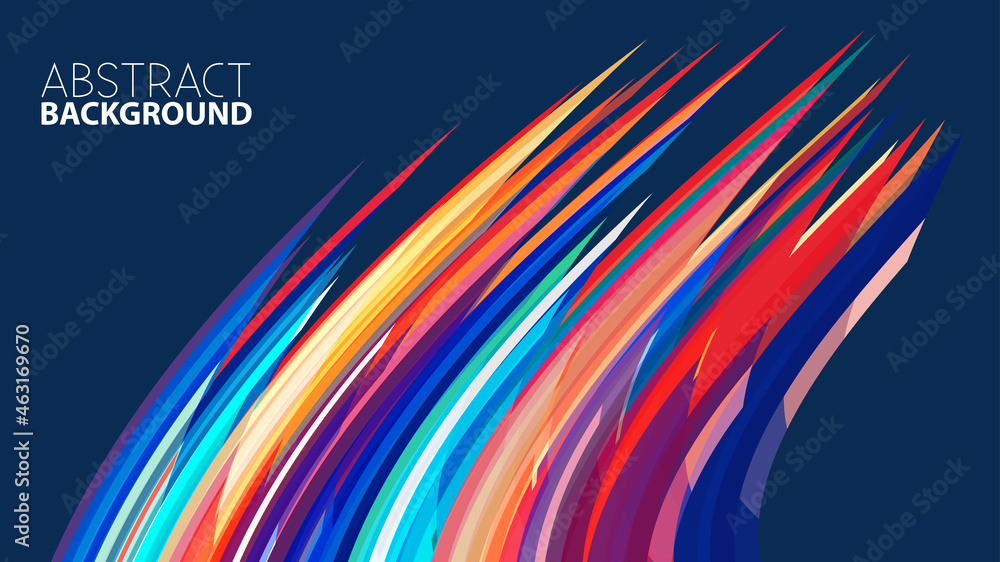 Poster abstract background with sharp multicolor curved stripes