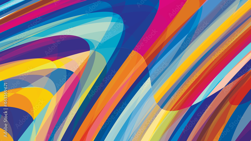 Poster abstract multicolor artistic background with curved stripes. cmyk colors