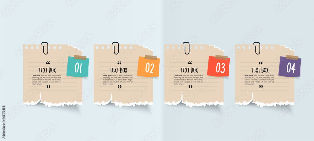 Poster text box design with note papers.