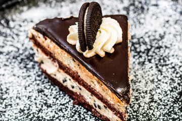 Chocolate mousse dessert. Chocolate cake