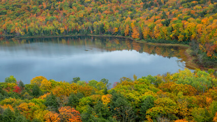 Beautiful autumn scenes besides lake