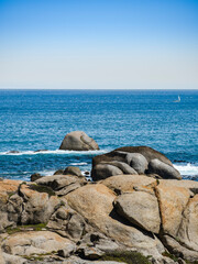 Fototapeta premium Rocky beach of Atlantic ocean at Camps bay South Africa