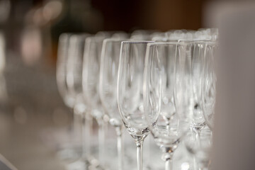 Row of empty glasses for dr