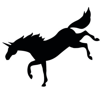 Vector flat unicorn silhouette isolated on white background