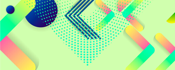 Juicy colors summer background with geometric elements, lines and dots for text, universal design, banner concept vector