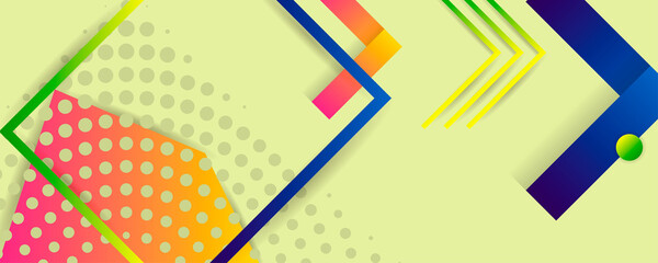Juicy colors summer background with geometric elements, lines and dots for text, universal design, banner concept vector