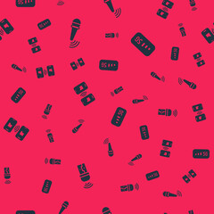 Set Usb wireless adapter, Wireless microphone, Data transfer and storage and 5G internet on seamless pattern. Vector