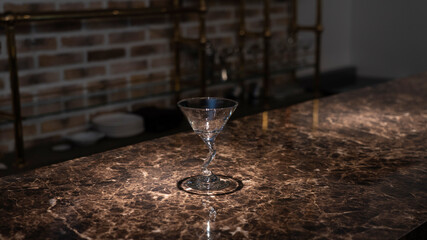 Cocktail glass on the bar counter
