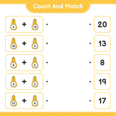 Count and match, count the number of Butternut Squash and match with the right numbers. Educational children game, printable worksheet, vector illustration