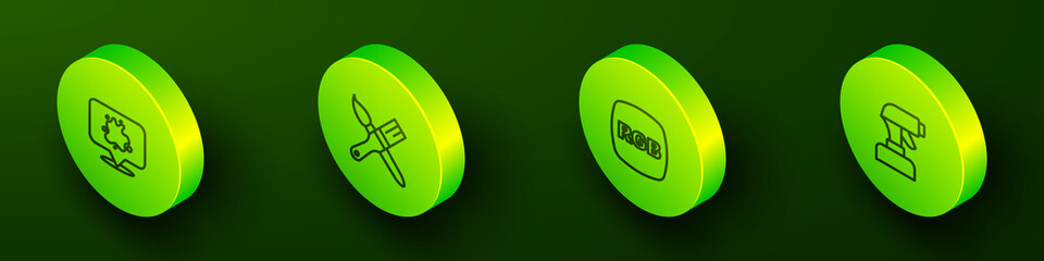 Set Isometric line Paint spray, brush, RGB and gun icon. Vector