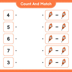 Count and match, count the number of Oak Leaf and match with the right numbers. Educational children game, printable worksheet, vector illustration