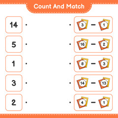 Count and match, count the number of Book and match with the right numbers. Educational children game, printable worksheet, vector illustration