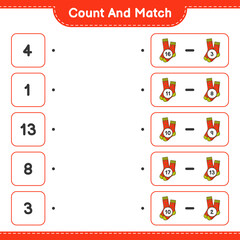 Count and match, count the number of Socks and match with the right numbers. Educational children game, printable worksheet, vector illustration