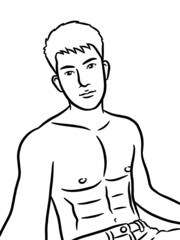 Fototapeta premium black and white cute man cartoon for coloring