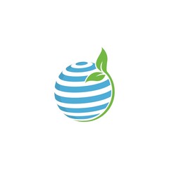 eco globe logo vector icon simple illustration