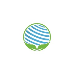 eco globe logo vector icon simple illustration