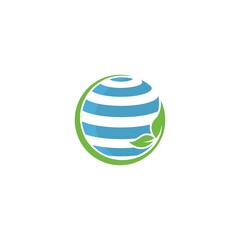 eco globe logo vector icon simple illustration