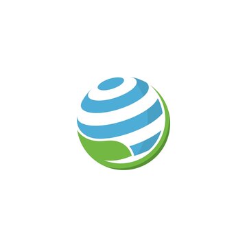 eco globe logo vector icon simple illustration