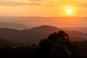 orange sunset over the mountains