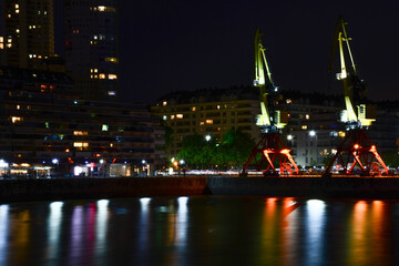 Fototapeta na wymiar city harbor at night
