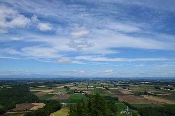 Fototapeta na wymiar 新嵐山スカイパーク展望台から望む十勝平野